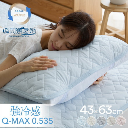 瞬間避暑地 リバーシブル枕パッド 43×63cm 接触冷感 強冷感敷パッド 洗える ライトブルー