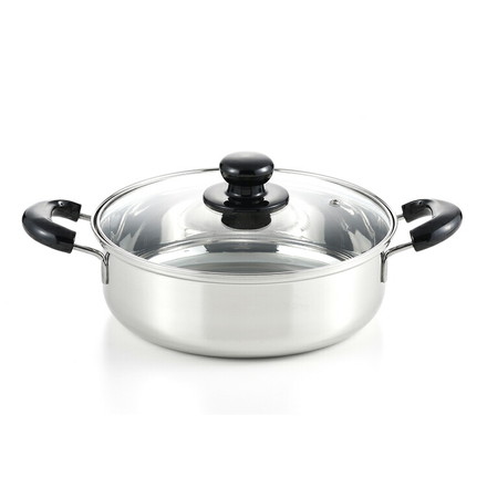 ヨシカワ 日本製 クック・ルック2 浅型両手鍋24cm 3.5L SJ2186 ステンレス3層鋼 ガス火 IH 対応 燕三条 Yoshikawa