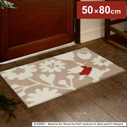 ディズニー 玄関マット 50×80cm プーさん バルーンフラワー DISNEY 防ダニ 滑り止め キャラクター 北欧