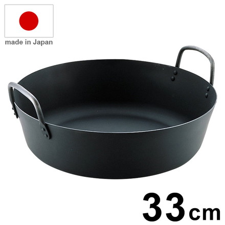 MT 日本製 IH対応 対応 鉄揚鍋 33cm 板厚3.2mm 鉄鍋 揚げ鍋 鉄 PFASフリー フッ素未使用 エムテートリマツ