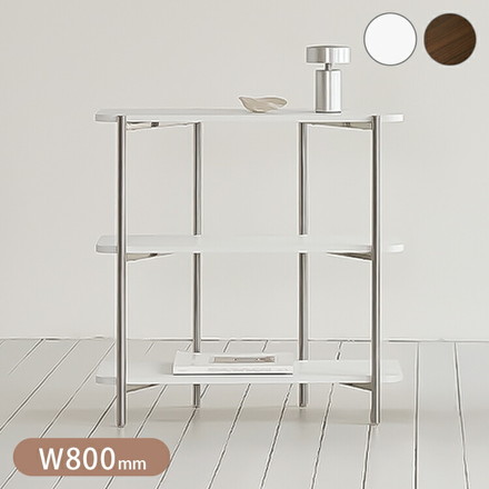 roomnhome ステンレス オープンラック ステンレス バルトステンシェルフ 収納 幅80cm 3段 棚 見せる収納 ブラウン