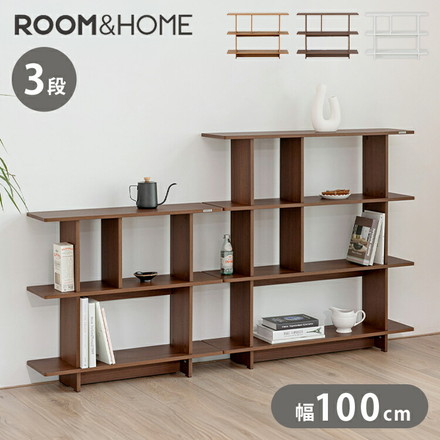 roomnhome バルトスクエアラック 幅100cm 3段 オープンラック 木製 見せる収納 収納 サイドテーブル ホワイト