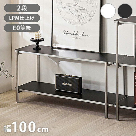 roomnhome イージー ディスプレイラック オープンシェルフ 幅100 ステンレス ラック オープンラック 2段 スマート ローボード ブラック
