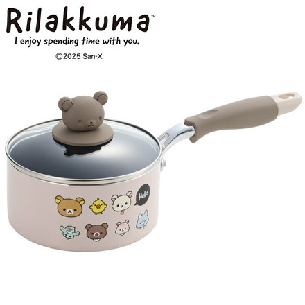 片手鍋 16cm IH対応 リラックマ タマハシ RK-45 / IH対応 ガラス蓋付 フタ付き お鍋 直火 ガス火 ふっ素加工 煮物 少量 小鍋 小さめ