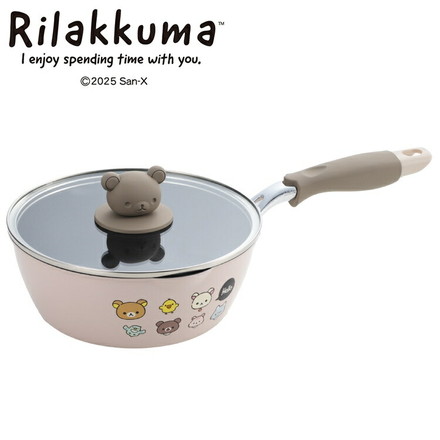 深型フライパン 20cm IH対応 リラックマ タマハシ RK-46 / IH対応 ガラス蓋付 炒め鍋 いため鍋 深型 ディープパン 直火 ガス火 ふっ素加工