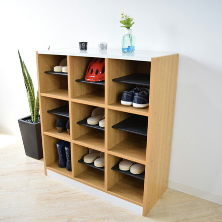 下駄箱 3列×3段 9人用 フリーラック スリッパラック シューズボックス シューズラックオープン 6足 棚板可動式