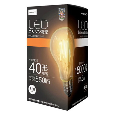 HIDISC LED電球 エジソン電球40形相当 HDLEDY40W2700K OA機器 家電 電池 LED照明