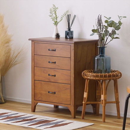 チェスト ミニチェスト 棚 ミンディ材 天然木 アンティーク スリム 省スペース 小さめ 黒アイアン ブラウン 収納