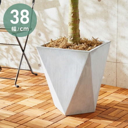 プランター 大型 38cm×38cm 三角形 シャープ コンクリート ファイバークレイ 軽量 モダン 打ちっぱなし テーパー型 グレー