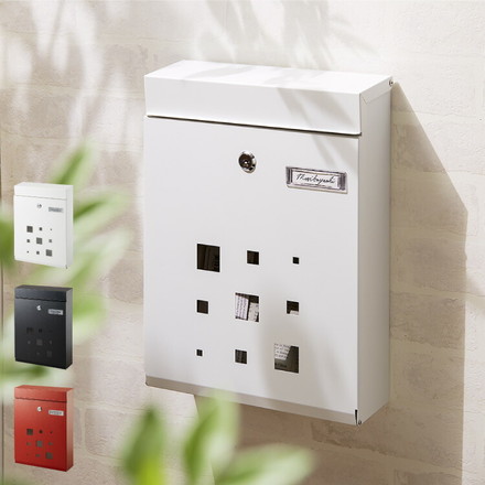 郵便ポスト 壁掛け キーロック式 窓付き スチール 鍵4個付き 窓付 鍵付 壁付け レッド