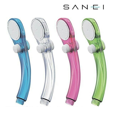 三栄水栓 SANEI 節水 ストップ シャワーヘッド スケルトンブルー PS323-81XA-CB6