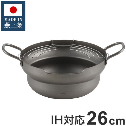 丸山技研 日本製 燕三条 天ぷら鍋 26cm SE-58 創燕 IH対応 ガス火OK 鉄製 揚げ鍋 揚げ物鍋 鉄鍋