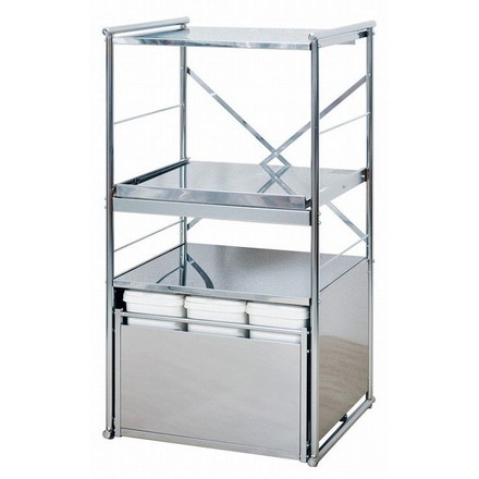 【日本製】 1582 ステンレス レンジラック-ミドル 3分別ペール キッチン収納 ラック レンジラック