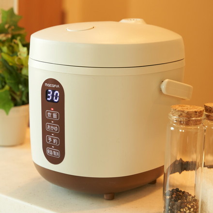 レシピブック付 macaful マカフル ミニライスクッカー ミニ炊飯器 ご飯 ライスクッカー MRC-15L-GRG