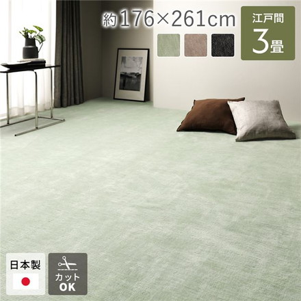 平織カーペット ラウム グリーン 江戸間3帖(約176×261cm)