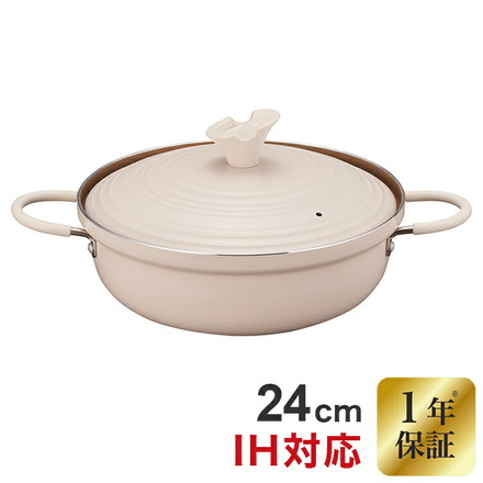 evercook 卓上鍋 24cm ガス IH対応 両手鍋 大型 蓋付き