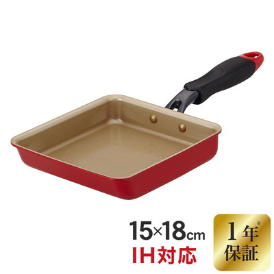 evercook IH ガス 対応 玉子焼 オール熱源対応 1年保証 ふっ素コーティング 15×18cm