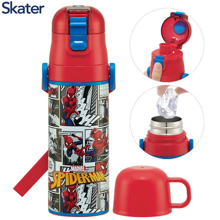 スパイダーマン25 水筒 キッズ 直飲み ワンタッチ ステンレス 保冷 キャラクター 2WAY スパイダーマン25 スケーター Skater SKDC4 キャラクター 可愛い かわいい
