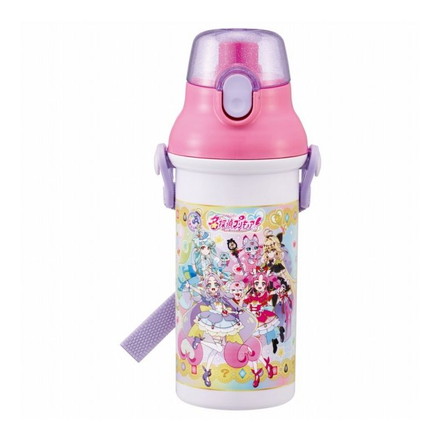 名探偵プリキュア 水筒 キッズ ワンタッチ プラスチック 直飲み ボトル 子供 かわいい 480ml PSB5SAN キャラクター スケーター skater