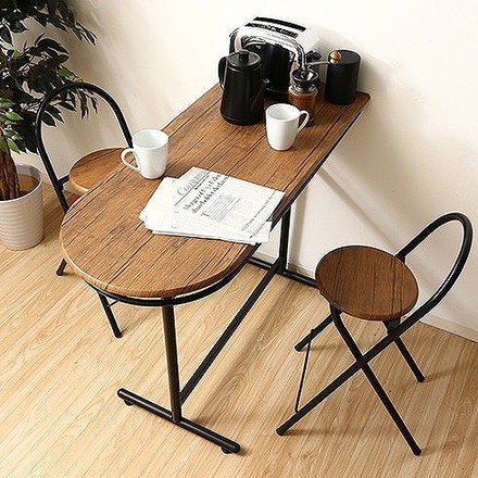 カウンターテーブル&チェアー 3点セット W1100×D470×H865mm MDF PVC