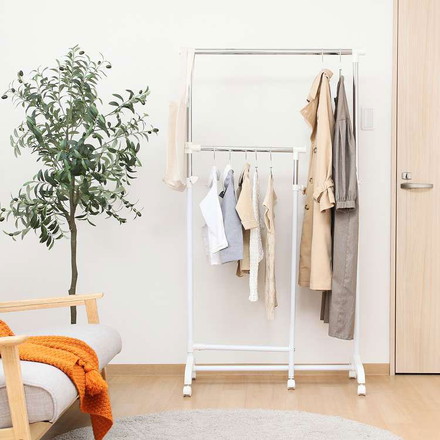 3WAY ハンガー 93225 ハンガーラック キャスター付き サイドフック 折りたたみ コンパクト コートハンガー