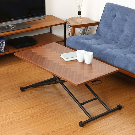 昇降テーブル アンティークブラウン 幅100cm 奥行55cm