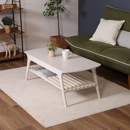 引出し付きセンターテーブル WH ローテーブル 引き出し 棚付き センターテーブル リビング