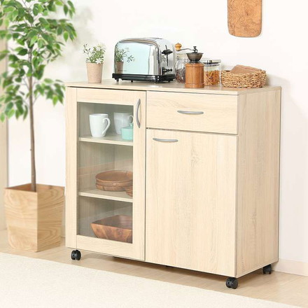 キッチン収納キャビネット 90×40 キッチンボード キャスター付き キッチンカウンター キャビネット