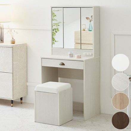 ドレッサー 三面鏡 椅子付 セット ホワイト