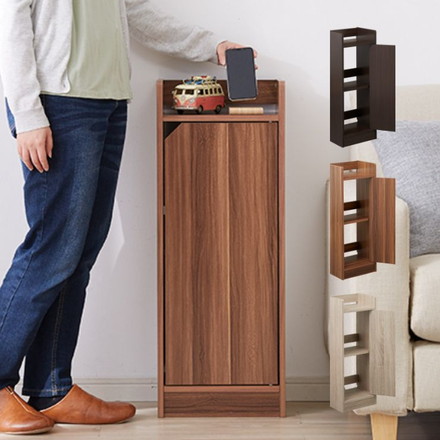 ルーター収納 Wi-Fi 収納 幅30 高さ80cm スリムラック サイドテーブル 電源タップ 薄型 オーク