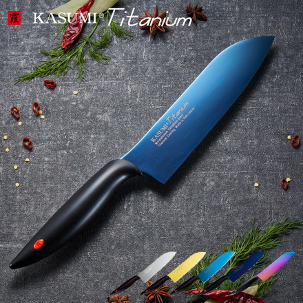 スミカマ 日本製 霞 KASUMI チタニウム 三徳包丁 18cm ブルー