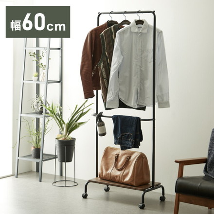 ハンガーラック スリム 2段 頑丈 幅60 省スペース コートハンガー ハンガーポール ワードローブ 棚付き