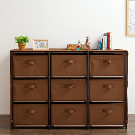 チェスト 大容量 衣類収納 ロータイプ 9杯 3段3列 不織布 組み立て簡単 引き出し たためる 子供部屋 収納