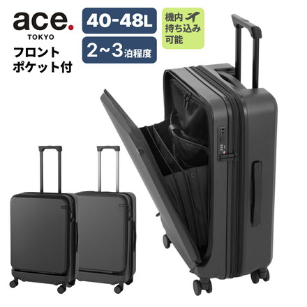 エース ACE スーツケース トルク スーツケース 40~48L 2～3泊 14.0インチノートPC収納可能 A4ファイル収納可能 大容量 機内持込可能 09091-ACE 01/ジェットブラック