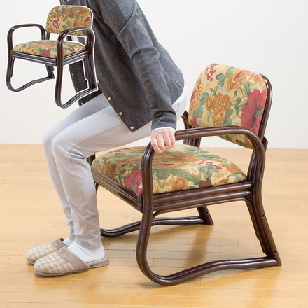 天然籐 思いやり座椅子 ハイタイプ ラタン ラタンチェア クッション 立ち座りラクラク お年寄り プレゼント ギフト