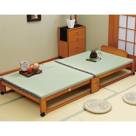 ベッド 中居木工 らくらく折りたたみ式 畳ベッド ワイド 日本製 桧 ひのき ベッド すのこ