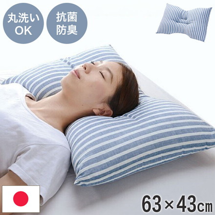 整体枕 抗菌防臭 頸椎安定 凹枕 丸洗いOK くぼみ 横向き枕 日本製 ピロー 東レ セベリス使用 かため やわらかめ