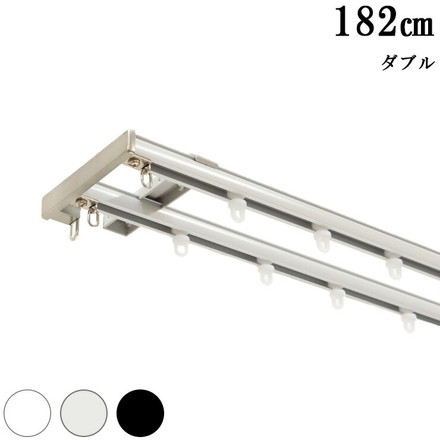 アルミ 静音 カーテンレールミュート 1.82m ダブル 伸縮 ブラインドロールスクリーン 遮光カーテン ブラック（I0879）