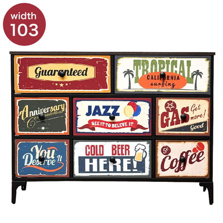 アメリカン チェスト 幅103cm 3段 アンティーク風 ヴィンテージ 棚 収納 収納ボックス アメリカンヴィンテージ