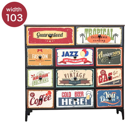 アメリカン チェスト 幅103cm 4段 アンティーク風 ヴィンテージ 棚 収納 収納ボックス アメリカンヴィンテージ