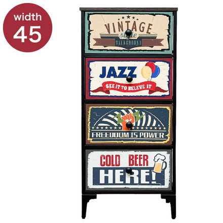 アメリカン チェスト 幅45cm 4段 アンティーク風 ヴィンテージ 棚 収納 収納ボックス アメリカンヴィンテージ