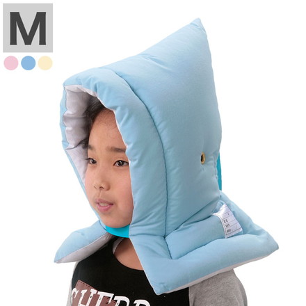 防炎協会認定 カネカロン防災頭巾 M 防災ずきん 日本製 Mサイズ 防災クッション 42×28cm 小学生ジュニア用 ゴム付き 防炎 防災用品 防災グッズ ブルー