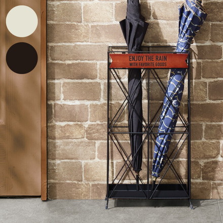 ヴィンテージ調 スリム傘立て 奥行10cm アイボリー