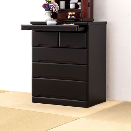 仏壇チェスト 完成品 幅60 奥行40 高さ75.5 仏壇下台 桐製 ミニ仏壇 紫壇調 スライド棚 引出し 木製 萩原