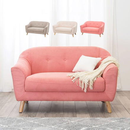 ソファー 2人掛け 幅125cm 姫系 カフェ風 ローソファー 天然木脚 北欧 コンパクト おしゃれ かわいい モダン ベージュ