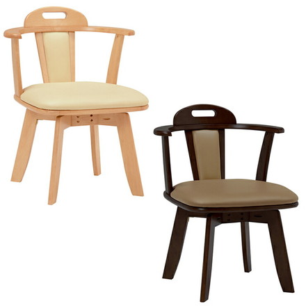 回転ダイニングチェアー 2脚セット チェア 椅子 座面 回転式 ラバーウッド ダークブラウン ナチュラル ダイニング ダークブラウン