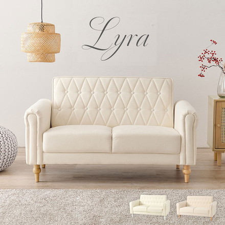 ソファ デザインソファ 二人用 二人掛け 肘あり コンパクト エレガント ナチュラル 2P フロアソファ 一人暮らし パールホワイト