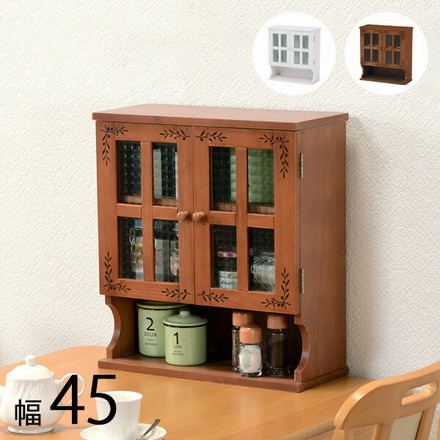 調味料ラック カウンター上収納 幅45 天然木 スパイスラック カントリー調 キッチンラック キッチン収納 かわいい ライトブラウン