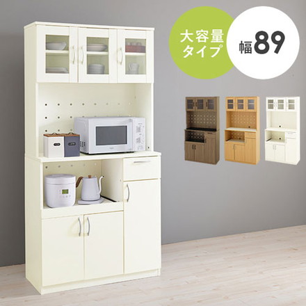 食器棚 キッチンボード 幅89cm 大容量タイプ 高さ182cm 奥行40cm キッチンラック 棚 キャビネット ナチュラル