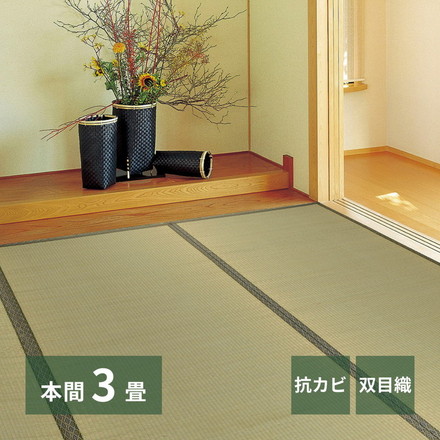 い草上敷き い草カーペット 柳川 やながわ 本間3畳 191×286cm 双目織り 和風 和室 無地 抗菌・防臭